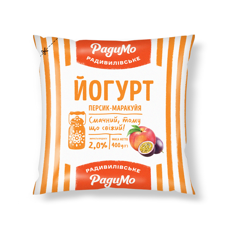 Йогурт РАДИМО "Персик-Маракуйя" п/е, 2,0% жиру, 400г